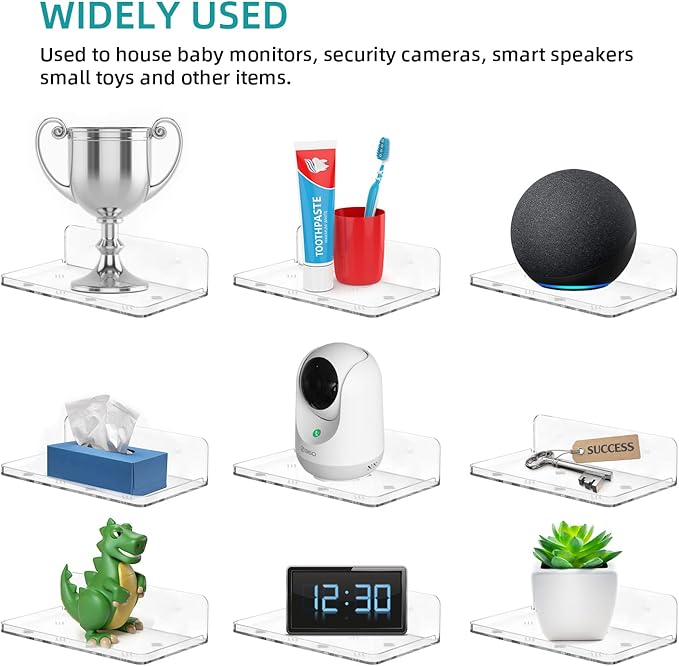 Wall Mount Floating Shelves for 2 Pcs Security Camera Shelf Mini Speaker Other - Image 6