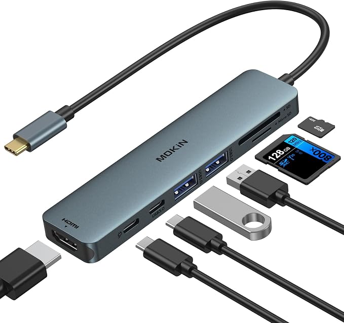 USB C Hub HDMI Adapter for MacBook Pro/Air, MOKiN 7 in 1 USB C Dongle by MOKiN