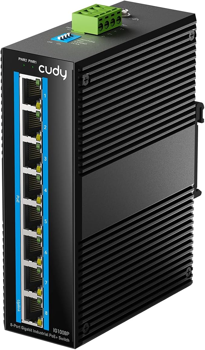 Cudy 8 Port Gigabit PoE Industrial Network Switch, 802.3 at/af PoE, DIN-Rail by Cudy