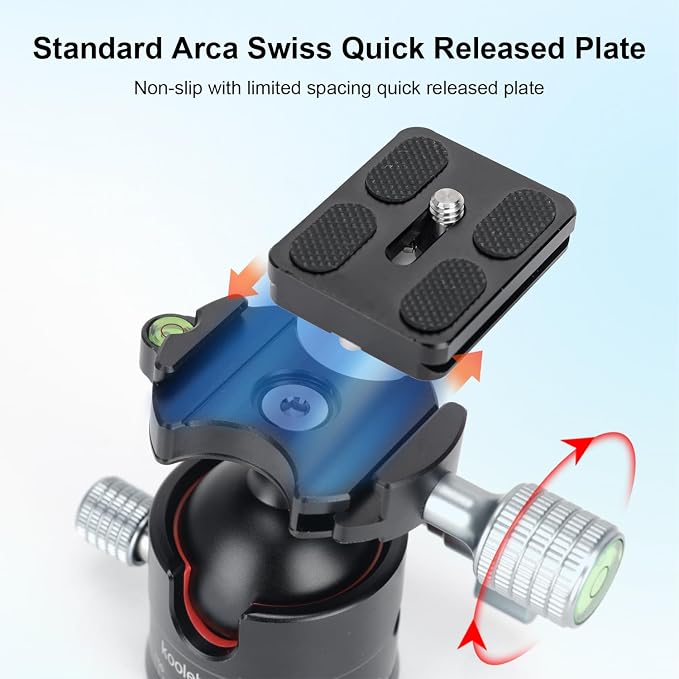 Koolehaoda Low Profile Ball Head, Panorama Tripod Head Arca Swiss QR Plate | - Image 3