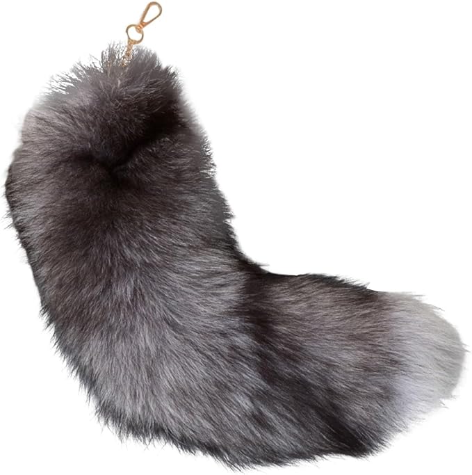 Fox Tail Keychain Long, Fluffy Therian Tail Faux Fur Keyring, Party Costume by Unknown