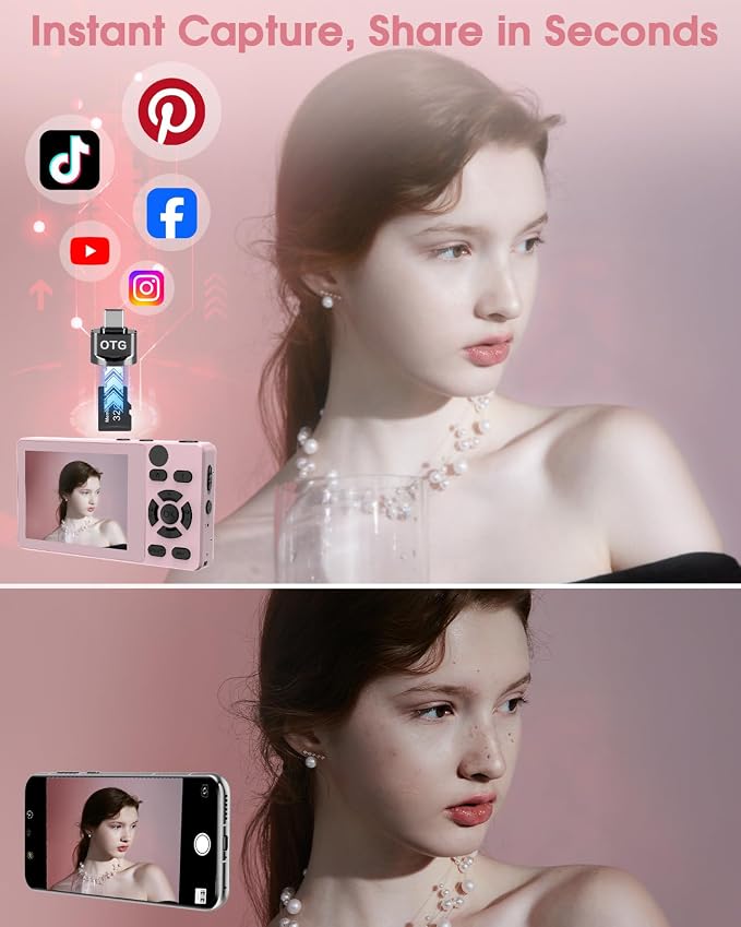 Digital Camera with Front Rear Lens, Autofocus 64MP 4K Camera - Image 7