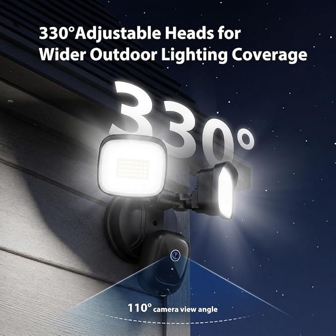 2K Hardwired Flood Light Camera, 3500LM Dual-Head Outdoor Security Camera - Image 4
