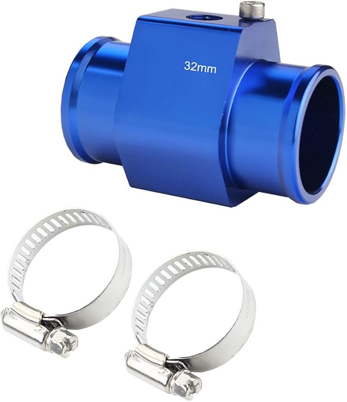 Dewhel Aluminum Blue Water Temp Meter Temperature Gauge Joint Pipe Radiator - Image 2