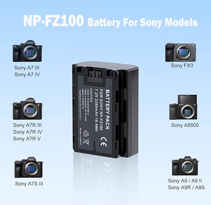 2 Pack NP-FZ100 Battery & Battery Charger Replacement - Image 2