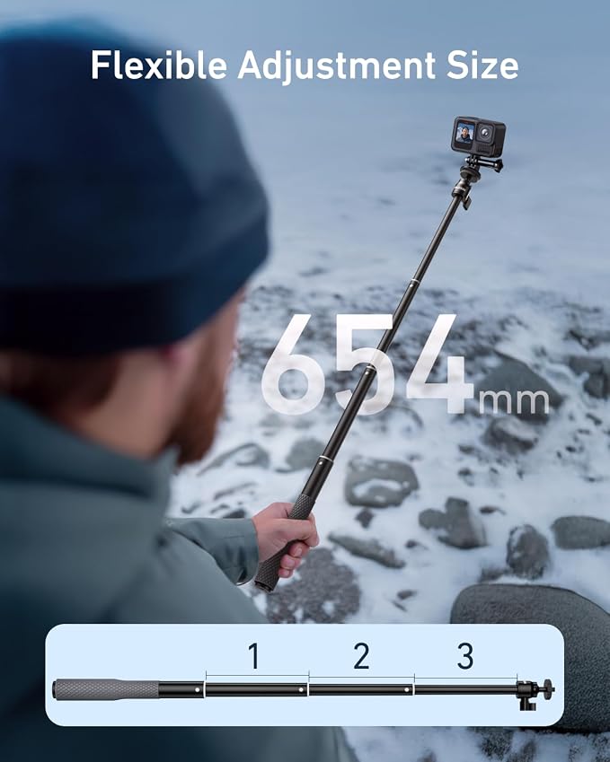 TELESIN 360° Waterproof Selfie Stick 25.75"w Hand Strap Underwater Dive Diving - Image 4
