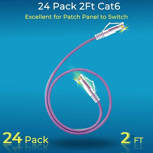 Rapink Patch Cables Cat6/ Cat6a 2ft Slim, Cat6a Ethernet Patch Cable 20G Support - Image 2