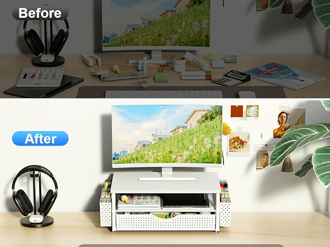 Spacrea Desk Organizer and Accessories, Computer Monitor Stand Riser - Image 2