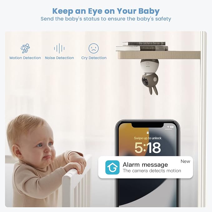 ieGeek 2K Split-Screen Baby Monitor, WiFi Smartphone Video Dual Camera - Image 4