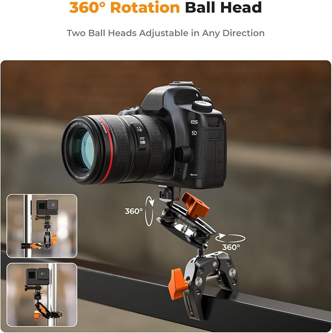 K&F CONCEPT Camera Clamp Mount, Super Clamp Mount Magic Arm - Image 8