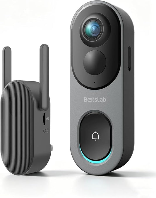 BOTSLAB 5MP Wireless Video Doorbell Camera, 180° Head-to-Toe View, AI Motion by BOTSLAB