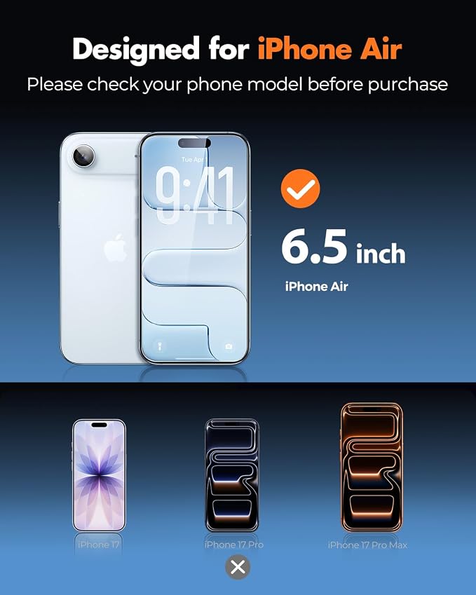UNBREAKcable iPhone 17 Air Screen Protector 3-Pack, Upgraded Dual-Tempered - Image 2