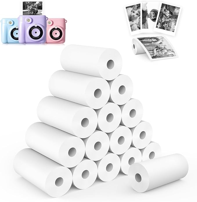 16 Rolls Kids Camera Instant Print Refill Paper Set, Phetium HD Printing by Phetium