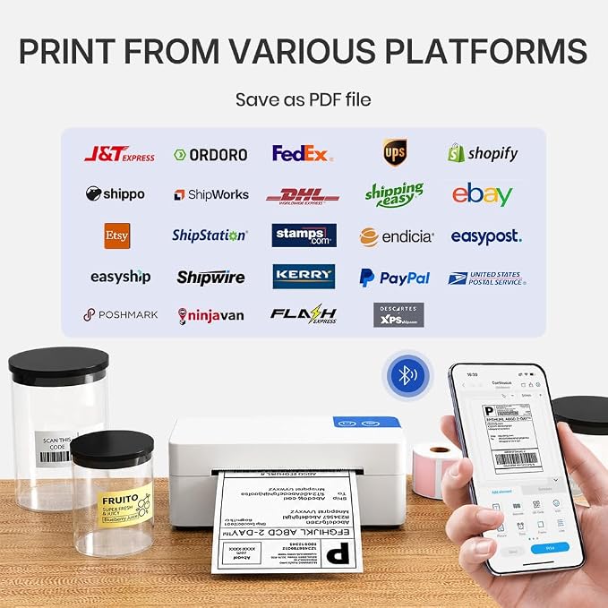 Bluetooth Thermal Shipping Label Printer, 4x6 Portable Direct Thermal Printer - Image 8