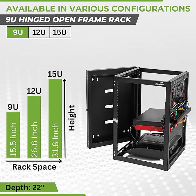 NavePoint 9U Wall Mount Server Rack - Image 3