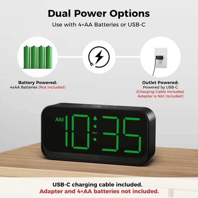 Acedeck Battery Operated Digital Clock: Cordless Small Alarm Clock - Image 3