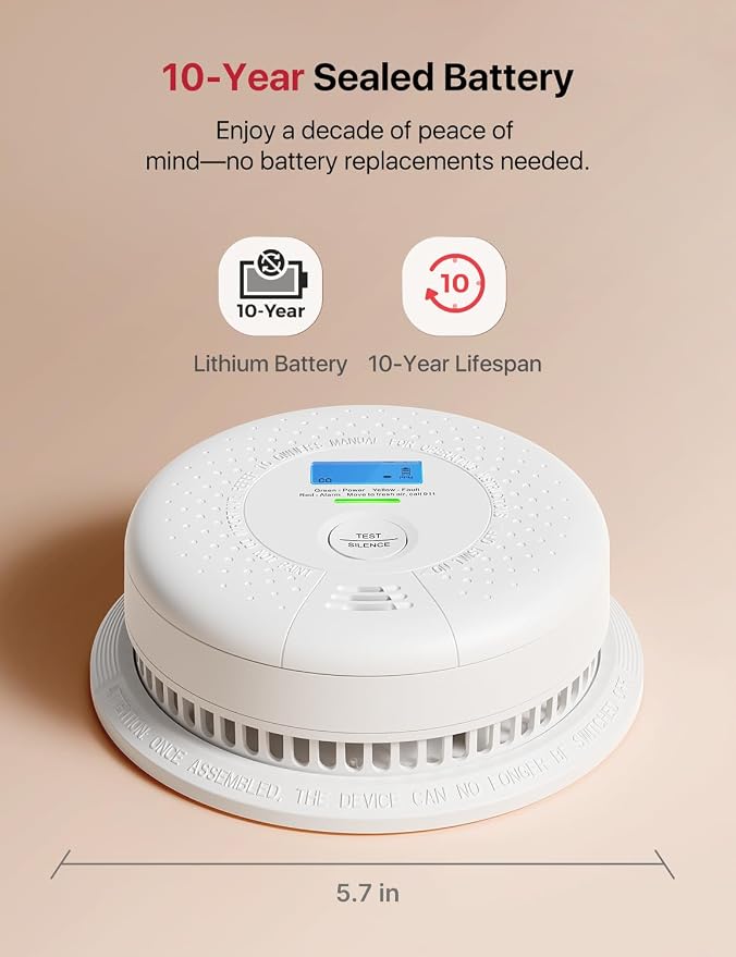 X-Sense Smoke Detector Carbon Monoxide Detector Combo, 10-Year Battery Smoke - Image 3