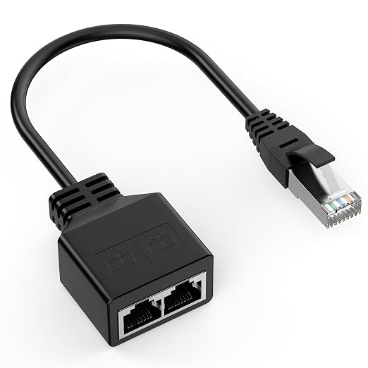 1 to 2 Port RJ45 Network Ethernet Adapter Splitter, lezaface E-thernet Splitter by lezaface