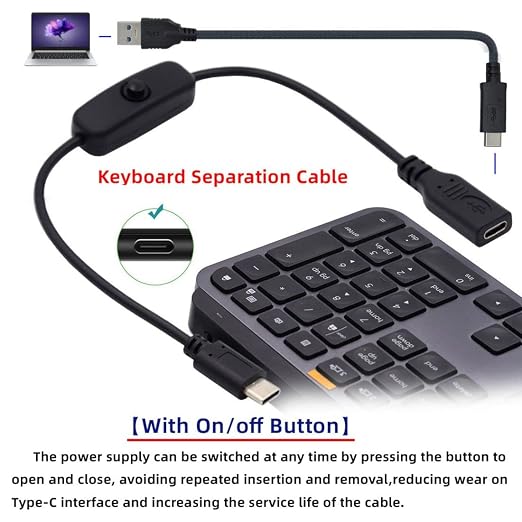 chenyang USB C Power Switch Extension Cable USB C Male to Female - Image 6