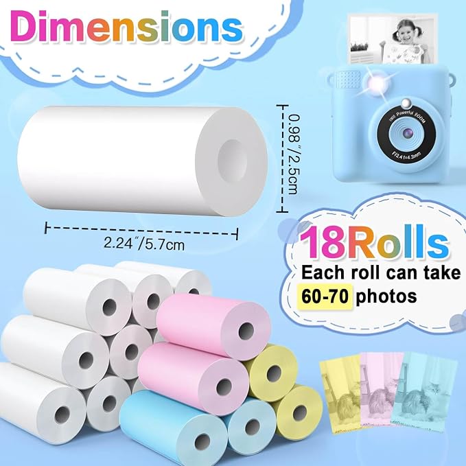18 Rolls Kids Camera Paper Roll Refill Compatible - Image 4
