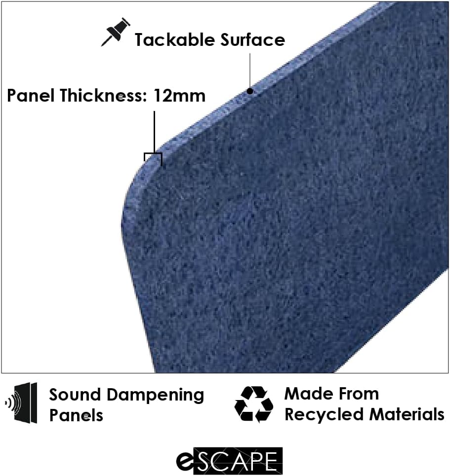 Freestanding Acoustic Desk Divider with Mount | Eco-Friendly Privacy Screen Panel | Noise Reducing Desk Partition | Tackboard Option & Easy to Install | Made from Recycled Plastic | White - 18" X35"