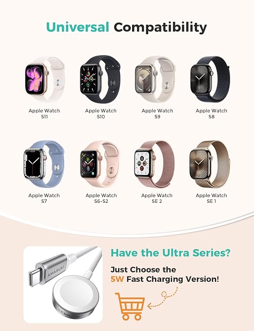 2026 Upgraded USB C for Apple Watch Charger Magnetic Fast Charging Cable - Image 3
