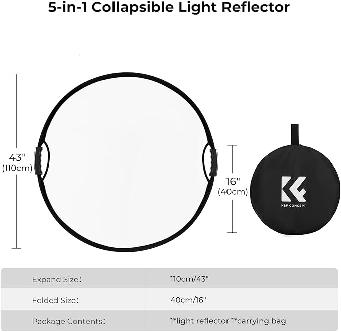 K&F CONCEPT 43''/110cm 5-in-1 Light Reflector - Image 5