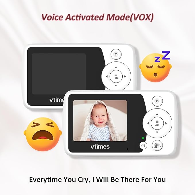 VTimes Baby Monitor with Camera and Audio, No WiFi, 2.4" LCD Screen, Two-Way - Image 5