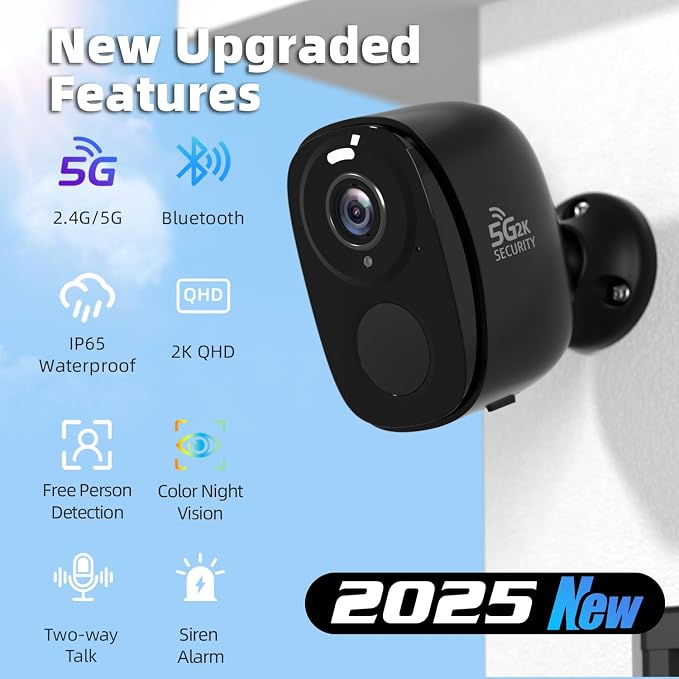 Rraycom 4Pack 5G/2.4G Security Cameras Wireless Outdoor, 2K Battery Powered AI - Image 2