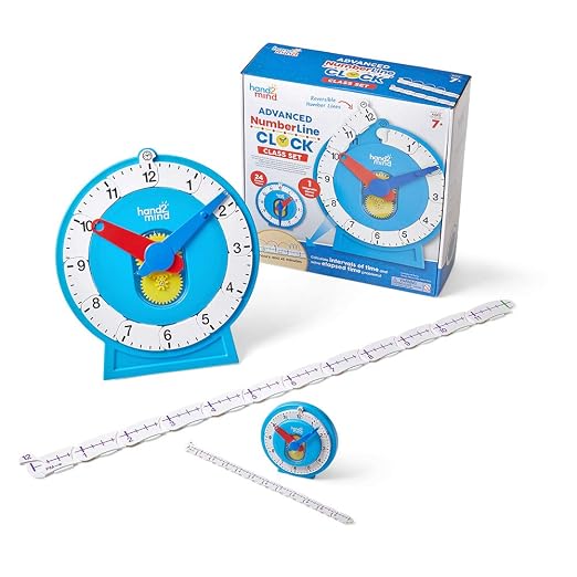 hand2mind Advanced NumberLine Clock Class Set, Learn to Tell Time, Analog Clock by hand2mind