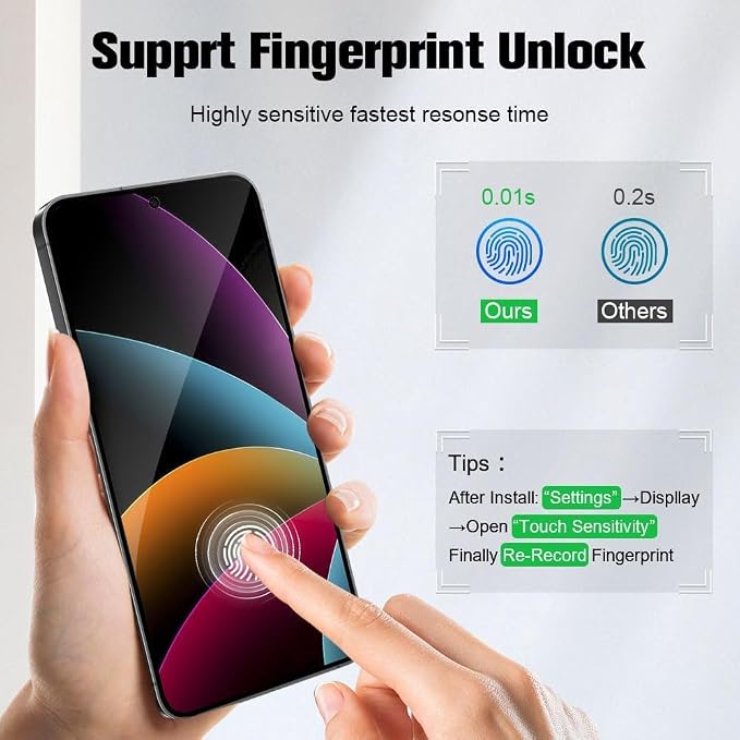 2 Pack Galaxy S25 Plus Anti spy Privacy Screen Protector, 9H Tempered Glass - Image 6