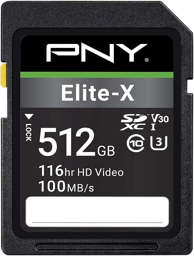 PNY 512GB Elite-X Class 10 U3 V30 SDXC Flash Memory Card by PNY