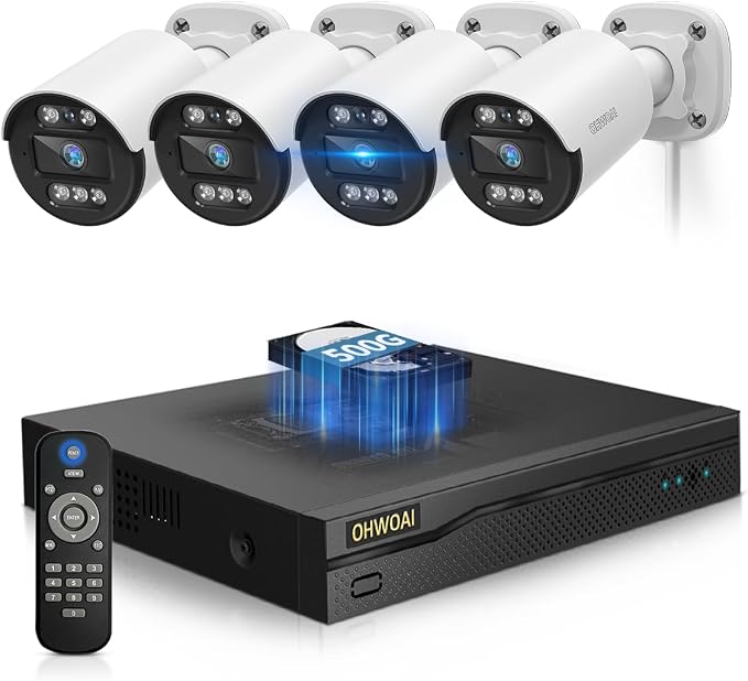 《5MP Super HD & 80ft IR Night Vision》Wired Security Camera System Outdoor by OHWOAI