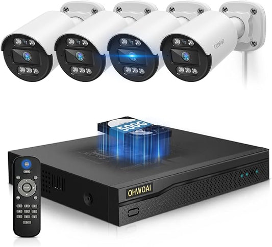 《5MP Super HD & 80ft IR Night Vision》Wired Security Camera System Outdoor by OHWOAI