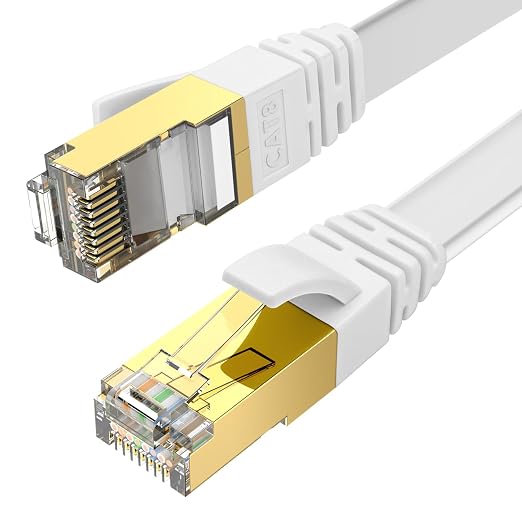 Ercielook Ethernet Cable 50 ft, CAT8 Standard High Speed Shielded Flat Internet by Ercielook
