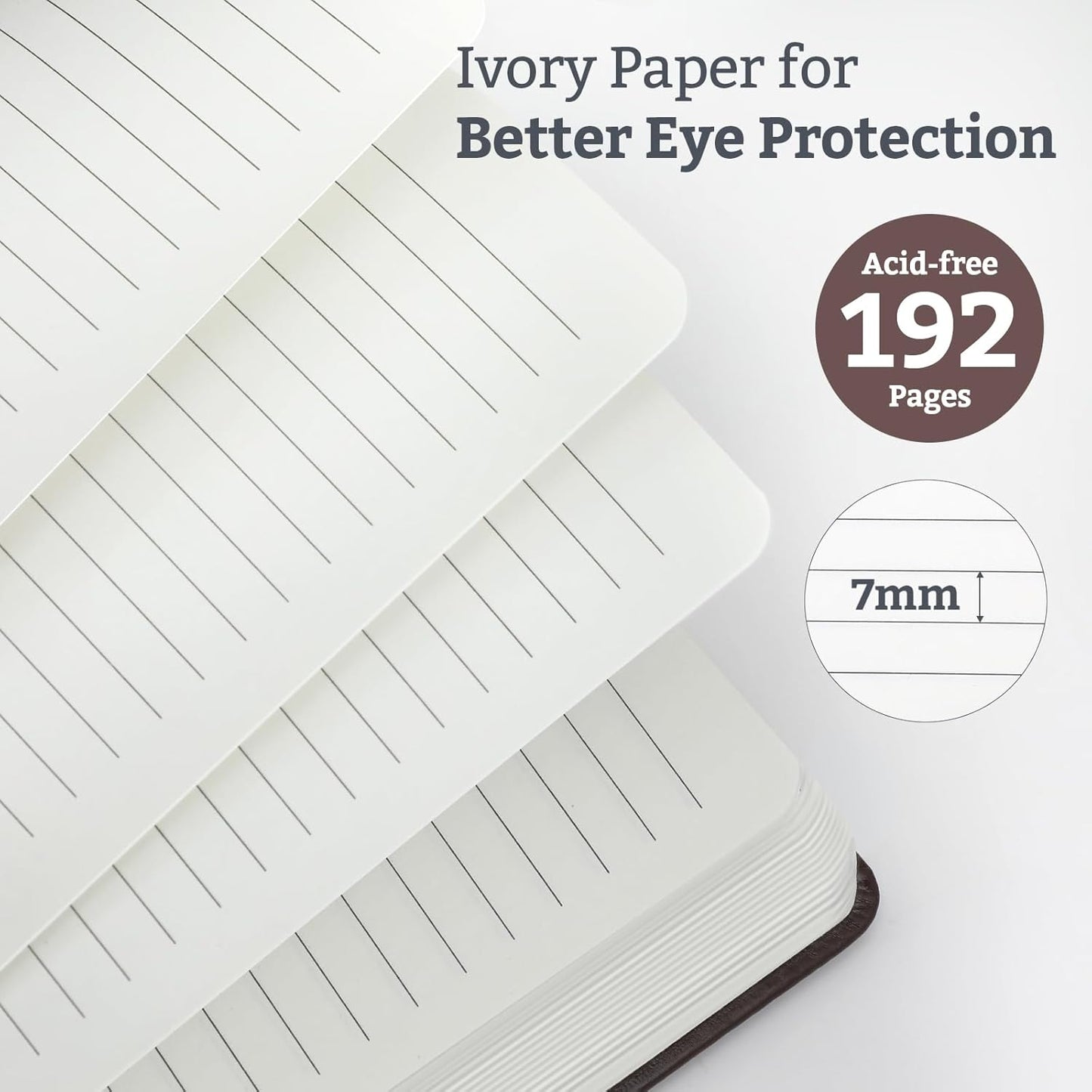 Hardcover Lined Bullet Dotted Journal Notebook, A5 140 192 Pages 100 120Gsm Paper College ruled for School,Work,Travel,and Daily Planning，5.7''*8.3'' (2, Brown, A5 Lined)
