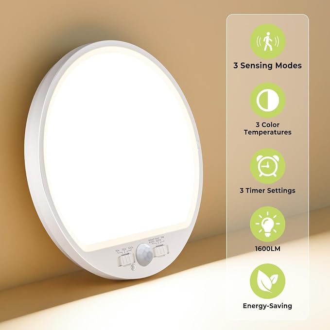 hepside 4 Pack Motion Sensor Ceiling Light Wired, 3000K/4000K/6500K LED Flush - Image 5