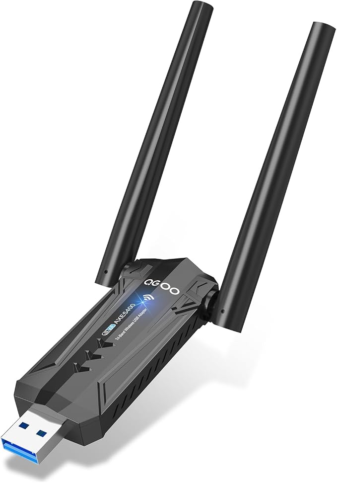 USB 3.0 WiFi 6E Adapter for Desktop PC, QGOO Tri-Band Axe 5400 Wireless Network by QGOO