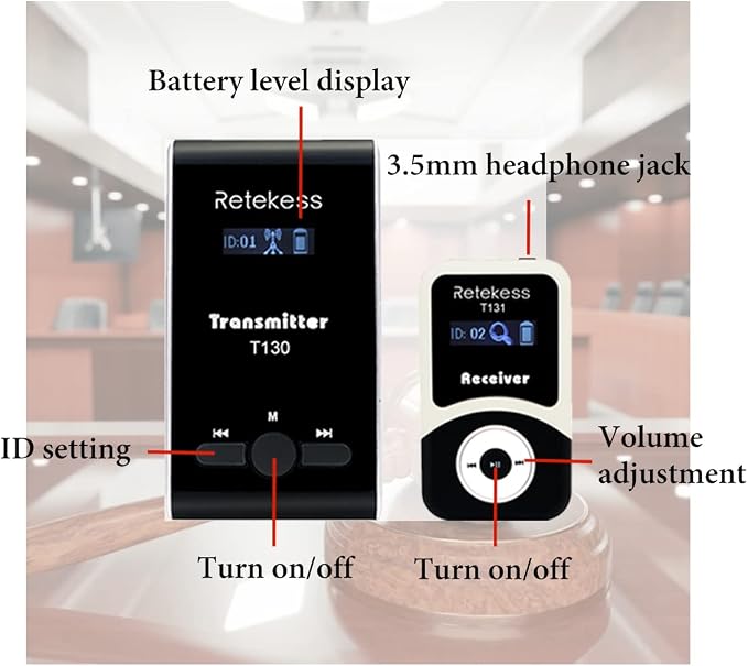 Retekess T130 Church Translation System, Tour Guide Audio System, High Sound - Image 3