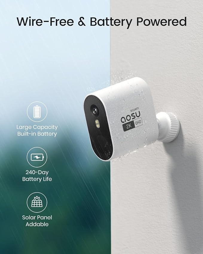 aosu Security Cameras Outdoor Wireless, 166° Ultra-Wide-Angle, Battery Powered - Image 5