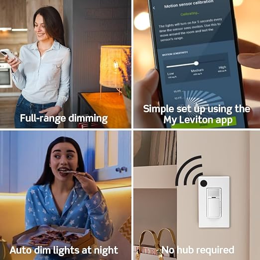 Leviton Decora Smart Motion Sensing Dimmer Switch, Wi-Fi 2nd Gen, Neutral Wire - Image 3