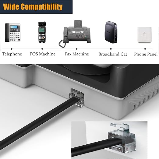 25FT Telephone Extension Cord Cable, Landline Phone Line Wire - Image 5