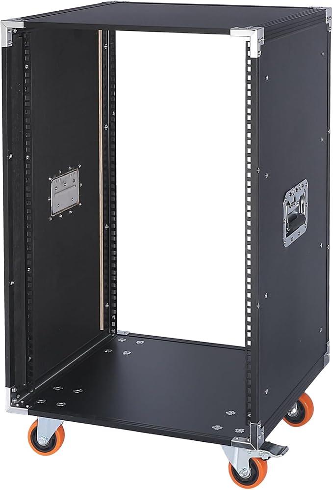 Movable AV Gear Rack 16U 19in Mobile Floor Standing Network Device Storage by WikrOck