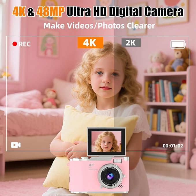 4K Digital Camera, Autofocus 48MP 1080P HD Video Selfie Camera - Image 2