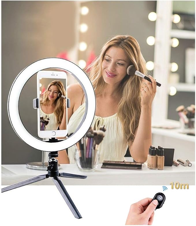 Ring Light with Stand OEBLD Dimmable Desk Selfie Ring Light with Phone Holder - Image 3