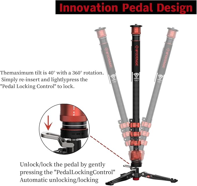 IFOOTAGE Cobra 3 C180F-P Carbon Fiber Video Monopod - Image 3
