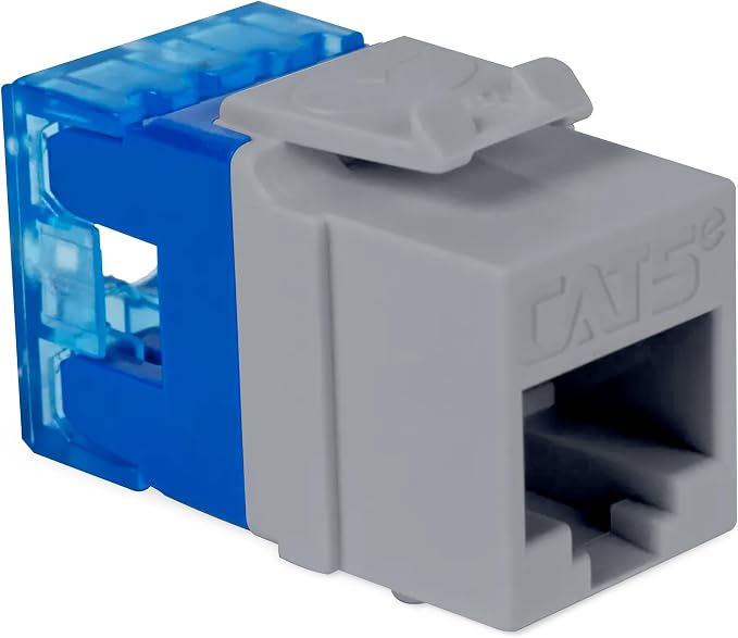ICC CAT5e Keystone Jack with Slim Profile 180 Degree Punch Down, RJ45 UL Listed by ICC