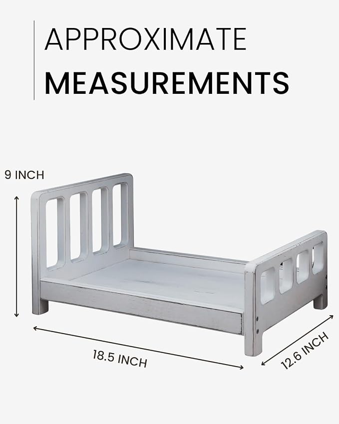 Newborn Photography Props Bed Prop White – Mini Wooden Baby Photography Bed - Image 2