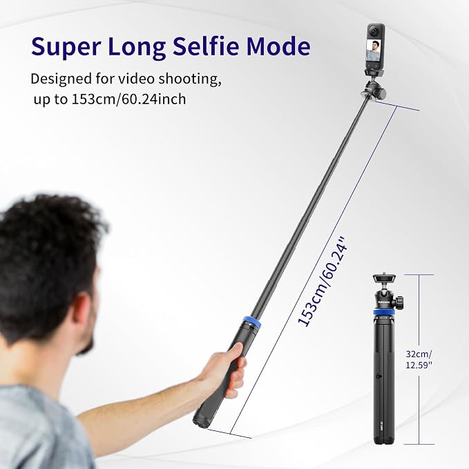 Kaitezenz Selfie Stick Tripod for Gopro Camera, Portable Lightweight Camera - Image 2