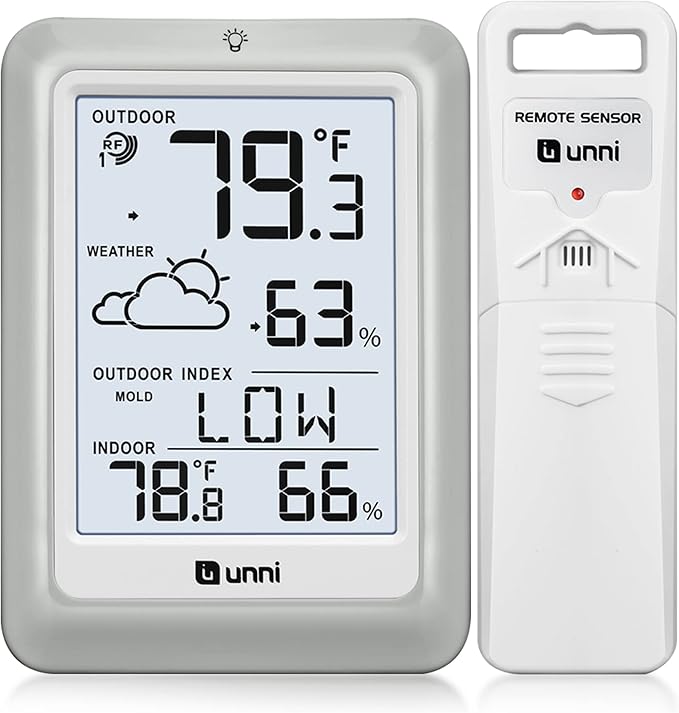 Indoor Outdoor Thermometer Hygrometer Wireless Weather Station, Temperature by UUNNI